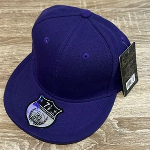 Ethos plain fitted cap, purple flat peak cap, premium imported from U.S.A - Picture 1 of 6