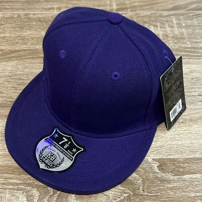 Ethos plain fitted cap, purple flat peak cap, premium imported from U.S.A - Image 1 of 4
