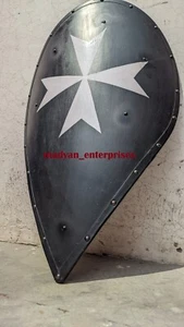 Cross Design KITE SHIELD Sca/larp/crusades/crusader/knight /viking wooden armor - Picture 1 of 8