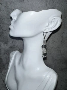 Modern Premier Design Dangle Earrings Silver Tone Faux Pearl Leaves - Picture 1 of 4