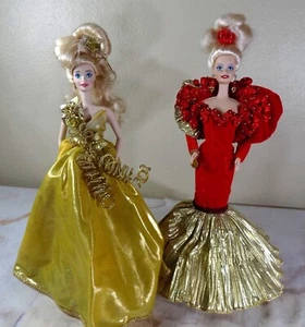 Gold Sensation 1993 Porcelain Barbie and 50th Anniversary Golden Porcelain Barbi - Picture 1 of 7
