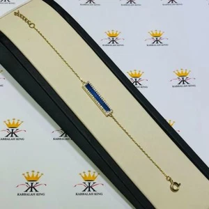 Oro Giallo Argento Sterling Bianco Zaffiro & Blu Lapislazzuli Barretta - Foto 1 di 11