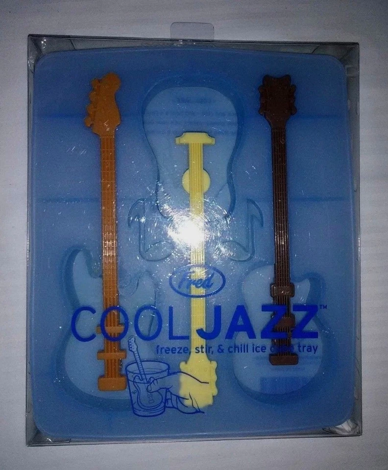  FRED Cool Jazz Guitar-Shaped Freeze Stirrers Silicone ICE CUBE TRAY ~ Set of 6 - Image 1 of 2