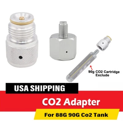 Adaptador de CO2 ENVÍO EE. UU. para cartucho de CO2 desechable 88G 90G a tanque de rosca G1/2-14 Foto 1 de 4