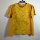 Vintage Homemade Hawaiian Shirt Size L Yellow Cotton Floral Short Sleeve