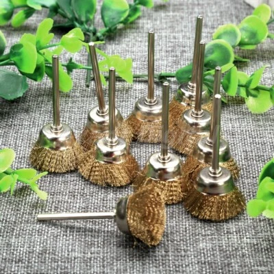 10PCS 25mm Bowl Shape Brass Wire Brushes & 3mm Shank Grinder Power Rotary Tools - Image 1 of 4