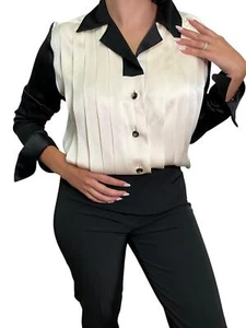 CHANEL Plissee Bluse Seide Charmeuse Größe M - Bild 1 von 4