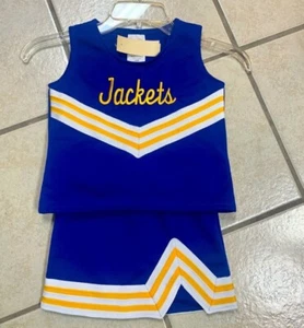Child Size 4-8 Blue & Gold Jackets Logo Cheerleader Cheerleading Uniform Set NWT - Picture 1 of 1