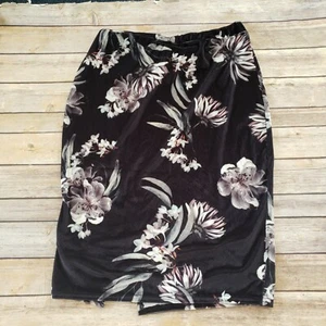 Missguided Womens 12 Velvet Floral Pencil Skirt workwear - Picture 1 of 4