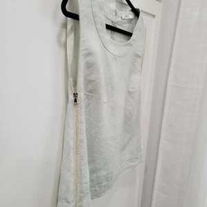 Lauren Vidal Hecho en Italia Lino Mezcla Seda Ajustable Cremallera Laterales Talla Grande - Imagen 1 de 10