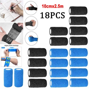 18-Roll Cohesive Elastic Bandage Self Adhesive Wrist Ankle Gauze Tape Vet Wrap - Picture 1 of 18