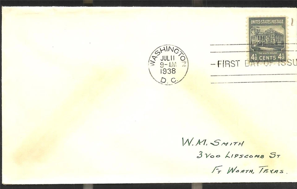 First Day Cover #809 4.5 cent The White House PM July 11 1938 - Image 1 of 1