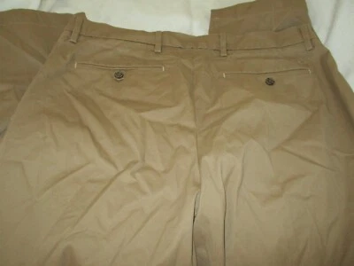 dockers solid  mens  pants flat front straight fit 38 waist 32 length tan khaki - Image 1 of 4