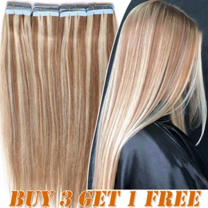 LIQUIDACIÓN 100% Cinta Remy Real en Extensiones de Cabello Humano Trama de Piel Cabeza Completa SUAVE - Imagen 1 de 64