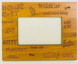 Picture Frame Wood Cat Lovers House Wild Kitty Catnip Tom Alley Fat 3.5 x 5.5 - Picture 1 of 8