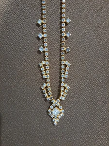 Vintage Art Deco goldton Strass Mitte quadratische Halskette - Bild 1 von 12