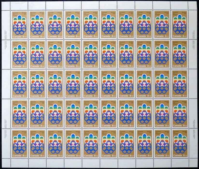 1973 Canada Post Stamp  Semi Postal #B1 - COJO Symbol 8¢ + 2¢  (M-PANE) - Image 1 of 1