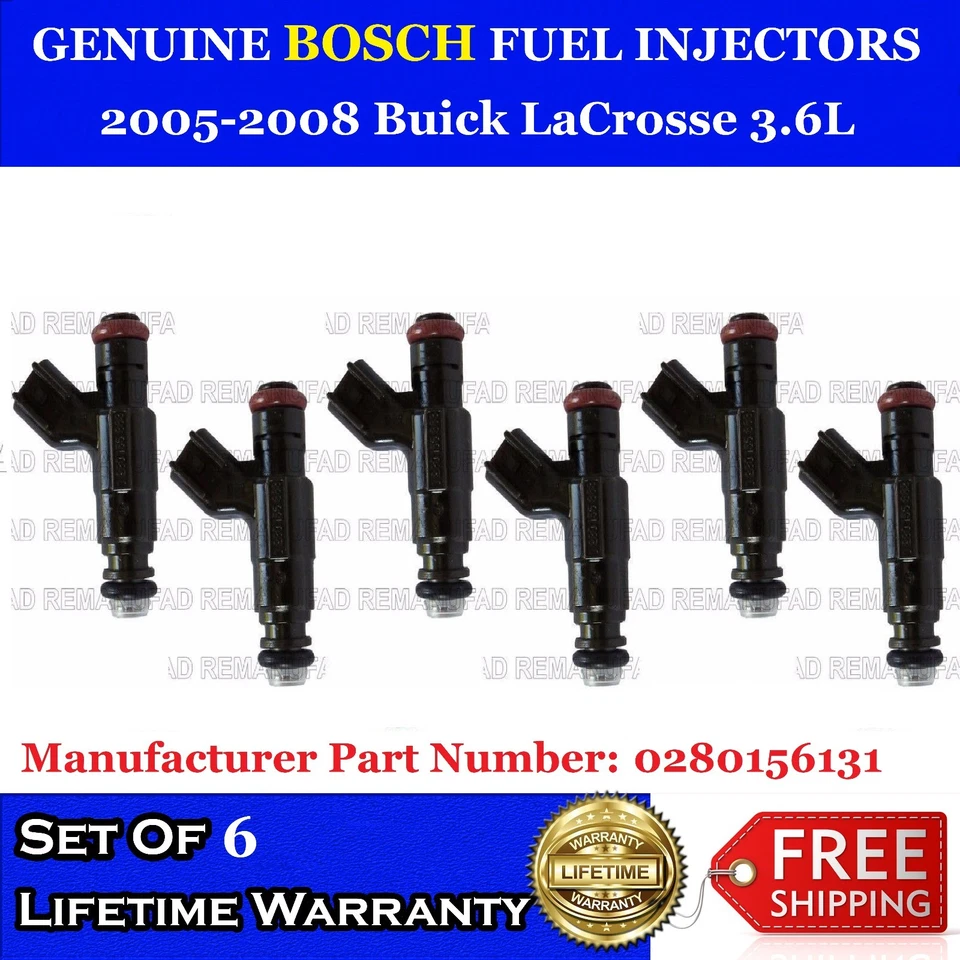 6x Inyectores de combustible originales Bosch para Buick LaCrosse 2005-2008 3,6 L #0280156131 Foto 1 de 1