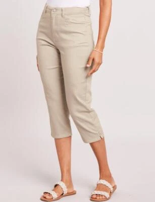 NUEVO NUEVO EN PAQUETE Pantalones Cortos Capris Algodón Caqui Claro Talla 16 Petite Informal Uso AZUL Foto 1 de 2