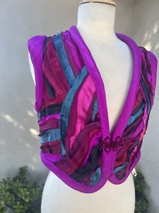 Vtg Boho Art To Wear Vest Multicolor Small Design Guignon - Picture 1 of 11