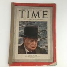 Time Magazine January 6 1941 Vol 37 #1 Winston Churchill is Man of the Year