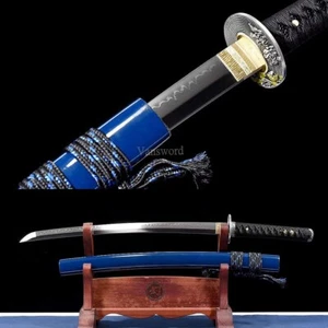 20" T10 Stahl Ton gehärtet japanische Wakizashi Spiegel Klinge Samurai Schwert blau. - Bild 1 von 12
