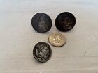 Vintage Pair SIVERTONE CUFFLINKS & TIE CLIP Set Coin-Look Emperor Napoleon