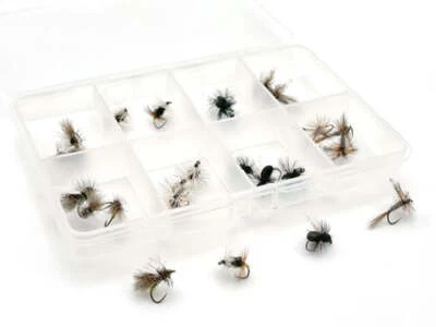 MOONLIT FLY FISHING 24 pk Dry Fly sz 16 Assortment Tied on Competition Barbless Hooks