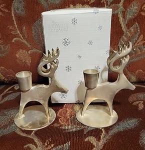 Nuevo en caja par de plateros de plata antiguos candelabros 5" de alto - Imagen 1 de 4