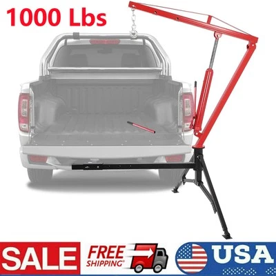 1000lbs Hydraulic Pickup Hitch Mount Truck Crane Hitch Receiver Hoist Red - Image 1 of 4