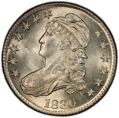 1830 50C Small 0 Capped Bust Half Dollar PCGS MS65 (OGH), Top Pop, Only 13 Hi... - Image 1 of 3