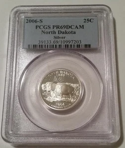 2006 S Silver North Dakota State Quarter Proof PR69 DCAM PCGS Blue Label - Picture 1 of 2