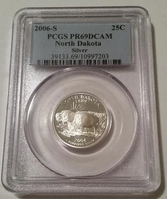 2006 S Silver North Dakota State Quarter Proof PR69 DCAM PCGS Blue Label - Image 1 of 2