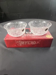 Impero Glass Bowls Italian (2) 24% Royal Lead Crystal Rock 5" inch - Picture 1 of 8