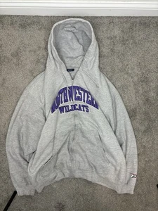 Y2k Gray Northwestern Universitt Zip Up Hooded Sweatshirt Mens Xl - Picture 1 of 5