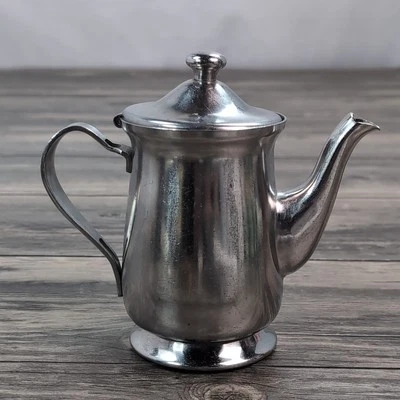 Vintage Oneida Cream Pitcher with Lid 5.5" 18/8 Stainless Steel Silver Toned MCM - Image 1 of 4