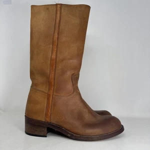 1960s 70s Frye Style Campus Men’s Boots EU 41 US 8 Tan Brown VGC Russet Cowboy - Picture 1 of 18