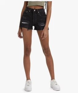 Pantalones Cortos Mujer Levi's 501 Originales-Negro-Desgastados Talla 27 (4) - Imagen 1 de 9