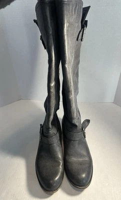 Chaps Botas Negras Hasta la Rodilla Negras Punta Redonda Lateral Cremallera Tacón 1.5 Para Mujer Talla 7.5 Foto 1 de 4