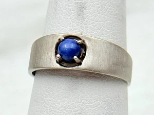 10 Karat Weißgold Größe 6 Blauer Stern Saphir Art Deco Vintage - Bild 1 von 5