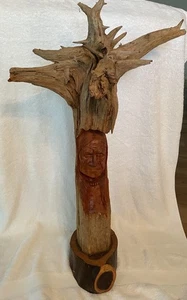 Spirito in legno intagliato a mano firmato dal maestro intagliatore Lewis Holloway grande 35" - Foto 1 di 14