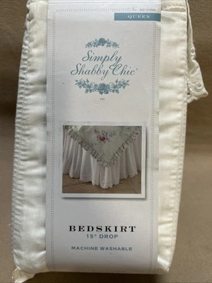 NWT - Simply Shabby Chic Eyelet White Bedskirt Dust Ruffle - QUEEN Size (K7) - Image 1 of 4