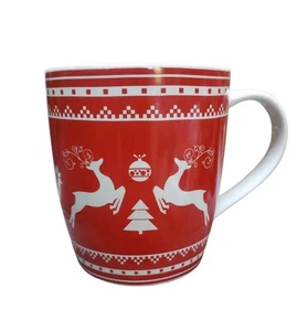 Tazza natalizia Living Quarters 16 once rossa e bianca LQ5HV050H nuova con etichette  - Foto 1 di 5