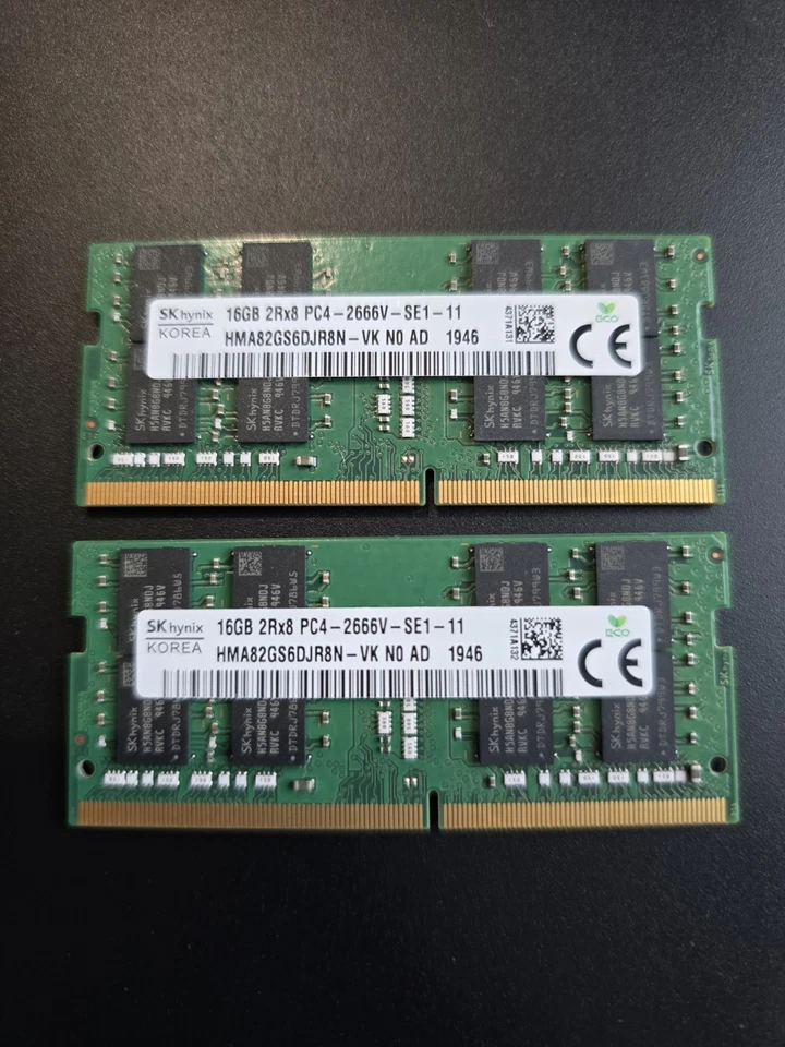 LAPTOP RAM SK Hynix | 2x 16GB | DDR4 | 2Rx8 | PC4-2666V | NON ECC - Image 1 of 1