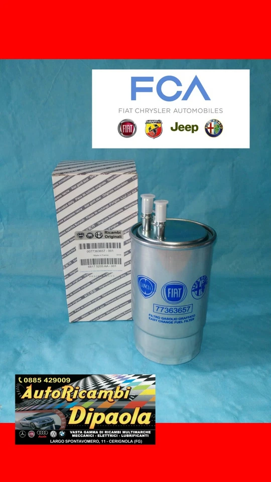 77363657 FILTRO GASOLIO CARBURANTE ORIGINALE FIAT GRANDE PUNTO GIULIETTA DELTA - Immagine 1 di 1