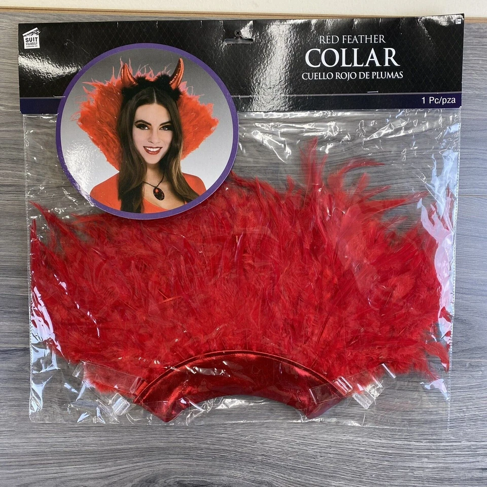 Disfraz de Halloween con cuello de pluma rojo disfraces día de San Valentín disfraz elegante Foto 1 de 4