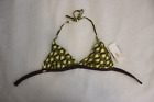Speedo Brown Yellow Triangle Tie Back Bikini Top Swimwear Size 12 NWT