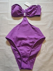 Women's Bandeau Cut Out One Piece Swimsuit - Shade & Shore Purple Size XS - Picture 1 of 6