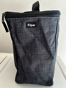 Thirty-One Dark Gray Charcoal Crosshatch Zip Top Tote Small Utility Bag