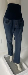 BELLA VIDA Maternity Blue Denim 5-Pockets Straight Leg Stretch Jeans Pants Sz XL - Picture 1 of 8